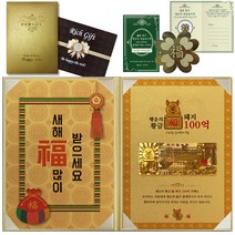 럭키심볼 황금지폐 + 새해복 많이 받으세요 속지 + 리치골든빌 고급케이스 A4 + 복네잎 스티커, 황금복돼지 100억, 1세트