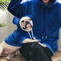 Noland S&H 벨벳 토끼 후드 견주 반려견 커플옷, 블루