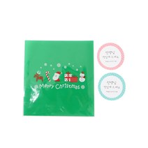 황씨네도시락 크리스마스 아이콘 쿠키봉투 그린 50p + 원형 선생님 맛있게 드세요 스티커 핑크 25p + 민트 25p, 1세트