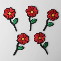 패션포인트 미니 자수 와펜 28 x 55 mm, 한송이꽃, 5개입