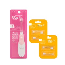 투투스 어린이용 전동칫솔 STAGE 1 핑크 + 칫솔모 STAGE 1 투명 2p x 2개, 1H1C-001-02