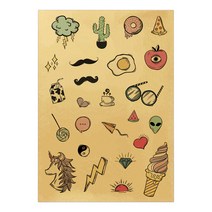 삼육오문방구 크라프트지 데코 스티커, 만화그림, 10개입