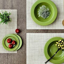 모리스벤암펠 멜로우스페이스 Green PVC 테이블 식탁 매트 TR-T5, 베이지 사각, 46.5 x 33.5 cm