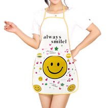 마켓피오 주방 일회용 PVC 방수 캐릭터 앞치마, 스마일, 10개입