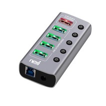 넥시 USB 3.0 허브 5포트 유전원 충전 메탈, 혼합색상