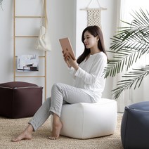 리브맘 달콤 빈백 사각 스툴, 아이보리
