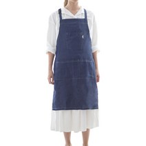 바이데코 헤지 순면 워싱 버클 앞치마, 진청, 1개