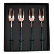 벨로아이녹스 네오 에메랄드 로즈골드 케잌 포크, 혼합 색상, 4개