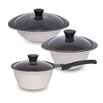 팰러스 밀크베이지 IH 인덕션 세라믹냄비 3종 세트, 편수 냄비 18cm + 양수 20cm + 전골 24cm