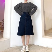 오키진 데님 A라인 스커트