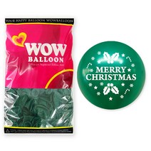 와우파티코리아 30cm 풍선 크리스마스문구, 그린 + 펄(양면), 50개