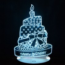 홈마인 LED 3D 무드등 사랑우정생일 시리즈 Dtype, D04 생일케잌