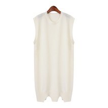 럽스 밑단트임 라운드넥 롱 제니베스트