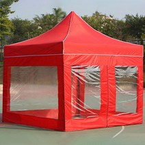 런웨이브 캐노피 방수 천막 풀세트 B형 끈타입 3 x 3 m, 레드, 1세트