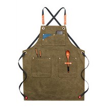 HAMATE 포켓배색 가죽포인트 앞치마 에이프런, 카키, 1개