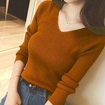 세컨핑크 여성용 블란치 브이넥 골지티