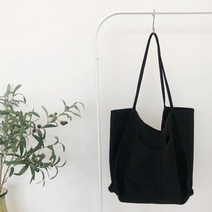 지니얼 여성용 대학생 기본 캔버스 무지 포켓 에코백 GA5185