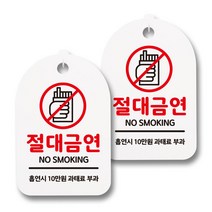 뭉키월드 안내 표지 팻말 화이트 H30, 199 담배손 절대금연 02, 2개