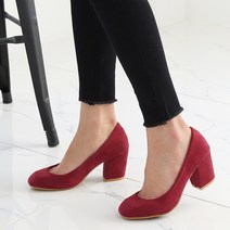 스웨이드 내츄럴 미들 힐 H7003