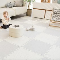 리코코 스마트 유아퍼즐매트 S4 사각형타입 4p + 실리콘 양면 접착스티커, 그레이