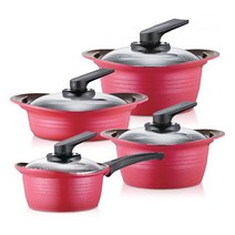 로이첸 IH 더 건강한 냄비 세트 4개, 혼합색상, 편수냄비 18cm + 양수냄비 20cm + 24cm + 전골냄비 24cm
