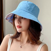 마켓에이 리버서블 무지체크 버킷햇