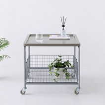 마켓비 POTAB 이동식 사이드 테이블 5353, 라이트그레이