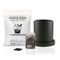 삼호유리 간편 분갈이 화분 세트 SH1704-4, 블랙