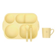 데일리라이크 봉봉 옥수수 식기 3종 세트, 02 레몬, 식판 + 머그컵 + 스푼포크