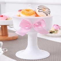 에스엠파티 디저트 트레이 떡수반 3p + 원형접시 3p + 핑크리본 3p, 화이트, 1세트