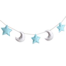 리빙다 입체 펠트 별 달 가랜드, 블루화이트