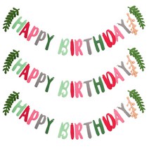 나뭇잎 생일 가랜드 3p, 컬러