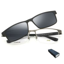 지프 편광 선글라스 겸용 안경 RJT7024, 클립렌즈(스모크), 프레임(건메탈), 케이스(랜덤발송)