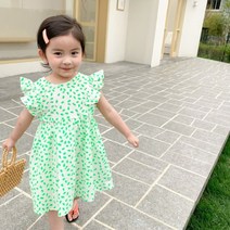 미소파파 여아용 썸머 날개 체크 원피스