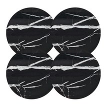 블럭마트 대리석무늬 컵받침대 원형 4p, 블랙