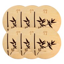 블럭마트 나무 컵받침대 6p, 대나무