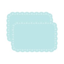 사각 물결 레이스 테이블 매트 2p, 스카이블루, 45 x 30 cm