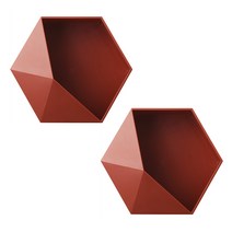 블럭마트 욕실 육각형 다용도 장식선반, 레드, 2개