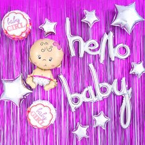 베이비샤워 장식 글리터 헬로베이비 세트, 푸치샤(걸), 1세트