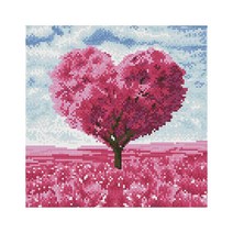 케이엠엘리 3D 사랑나무 보석십자수 30 x 30 cm, 핑크하트나무, 1개