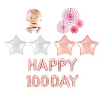 백일파티 장식 웰컴베이비 걸 HAPPY 100DAY 세트, 로즈골드, 1세트