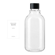 검정캡 투명 페트병 ARB300 + 병라벨 스티커 심플한글밀크티S 세트, 300ml, 10세트