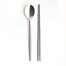 서피니아 컬러 세라믹 스텐 수저 2인조 세트, 1세트, 그레이(숟가락 2p + 젓가락 2p)