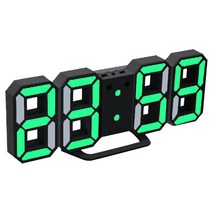 블럭마트 led 벽시계, 블랙 + 그린