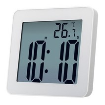 마켓감성 모던 방수 LCD 흡착식 욕실시계 화이트, 1개