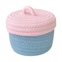 따니네 다용도 인테리어 수납 수제 바구니 BZK001, 핑크 스카이블루, 1개