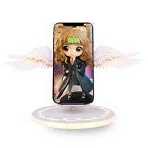 바라 하얀천사 날개 고속 무선충전기 + C타입 케이블 세트, 화이트, 1세트