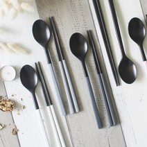 김성훈도자기 옻칠 가족수저 4SET, 화이트+그레이+진그레이+블랙, 숟가락 + 젓가락, 1세트