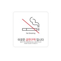 디자인다빈치 금연구역 안내 표지판 화이트 S, 심플형 과태료, 1개