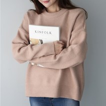 빼빼 여성용 라운드넥 루즈핏 니트 티셔츠